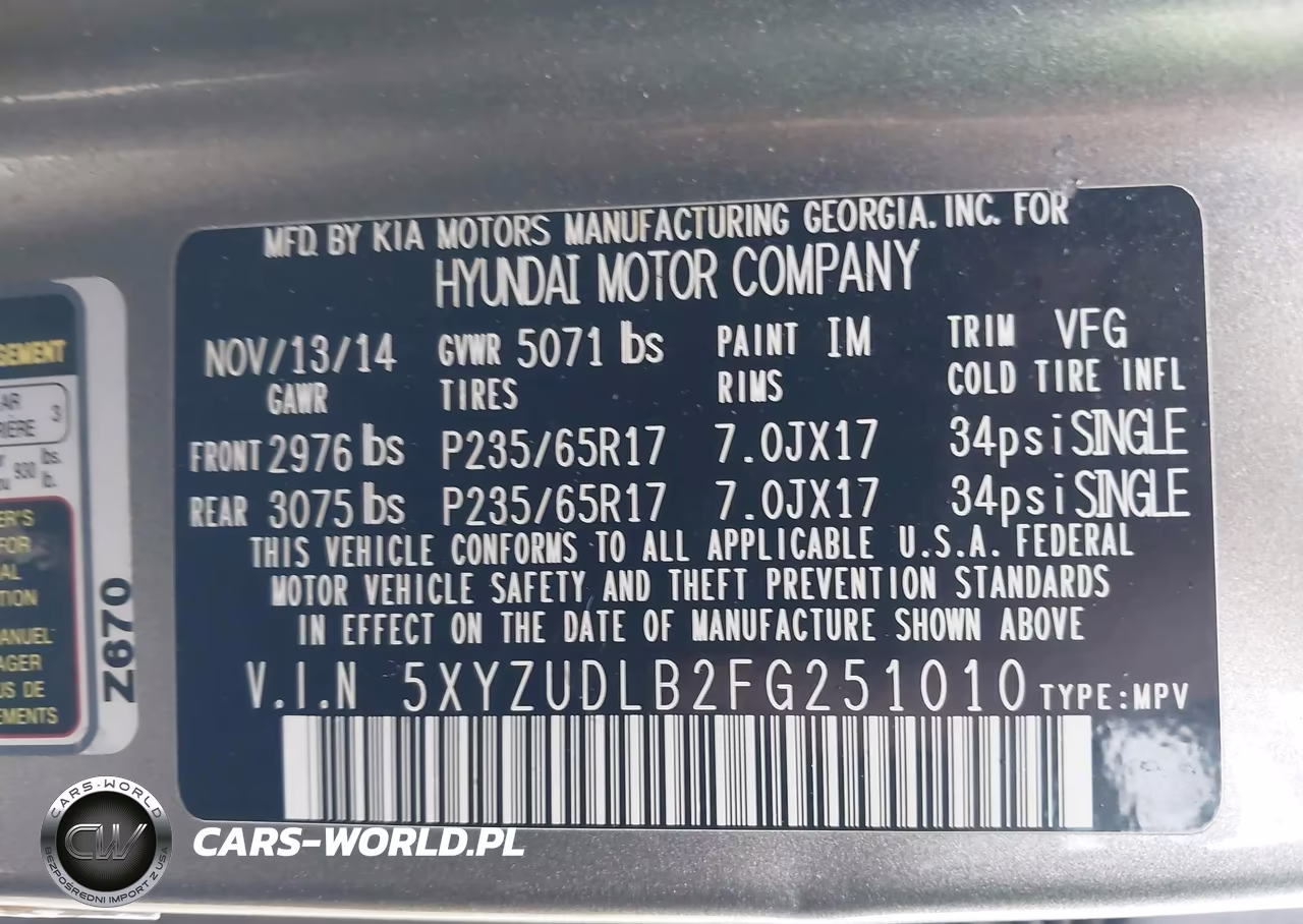 2015 Hyundai Santa Fe Sport 2.4L VIN:5XYZUDLB2FG251010 - 9