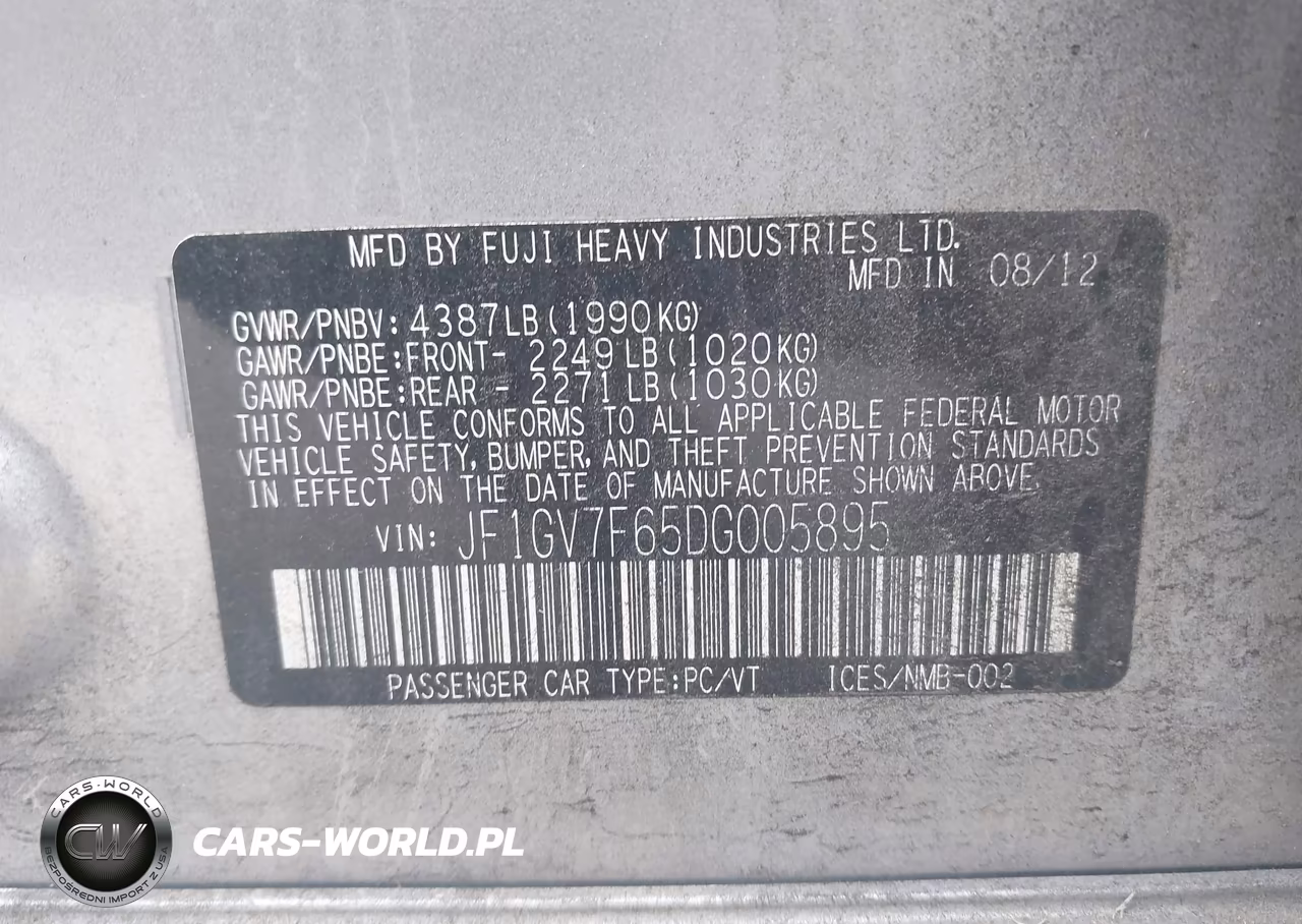 2013 Subaru Impreza Wrx Premium VIN:JF1GV7F65DG005895 - 9