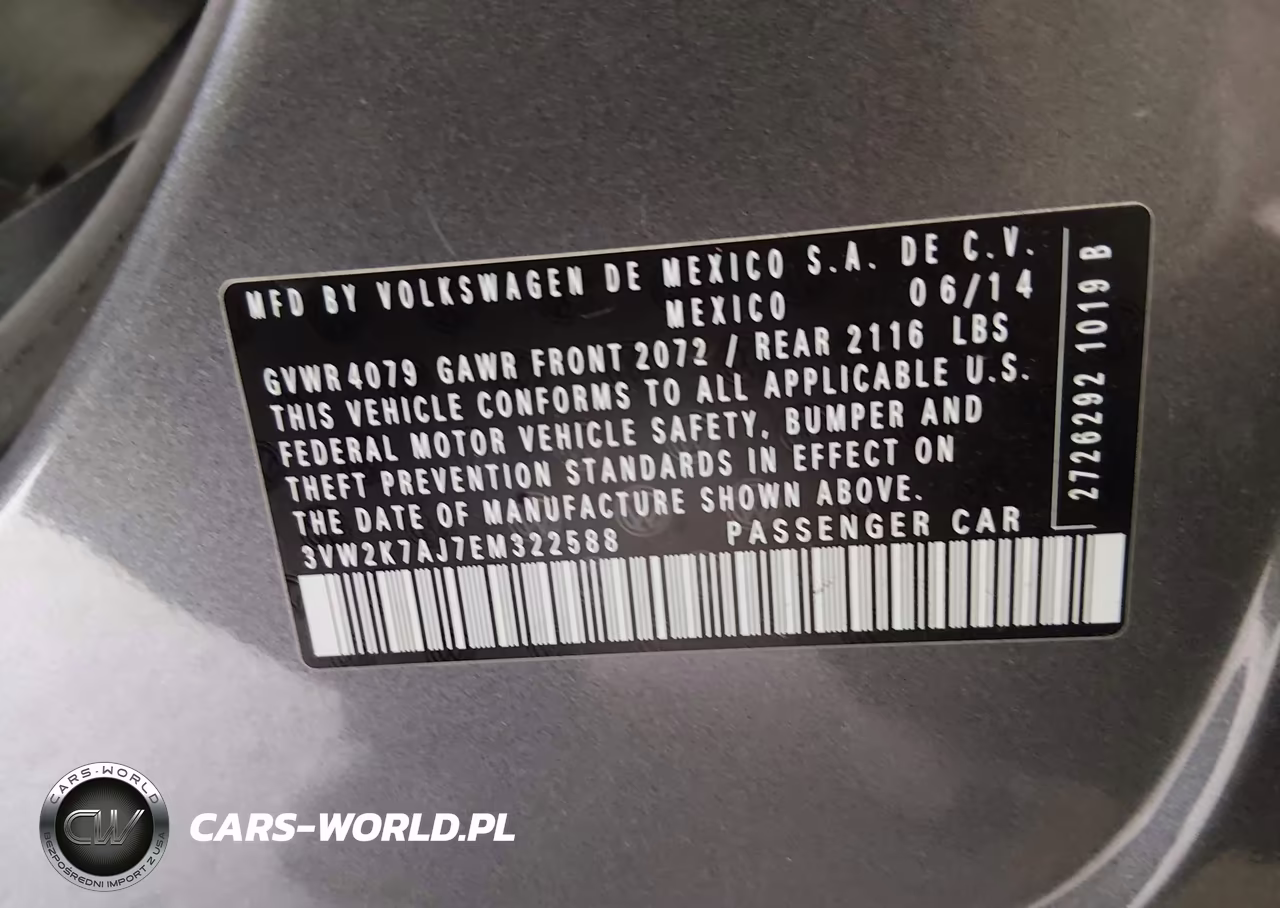 2014 Volkswagen Jetta 2.0L S VIN:3VW2K7AJ7EM322588 - 9