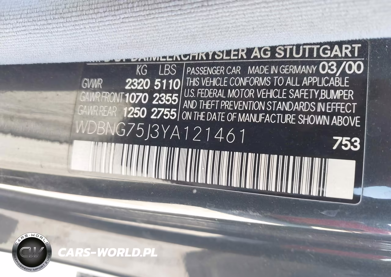 2000 Mercedes-Benz S 500 VIN:WDBNG75J3YA121461 - 9