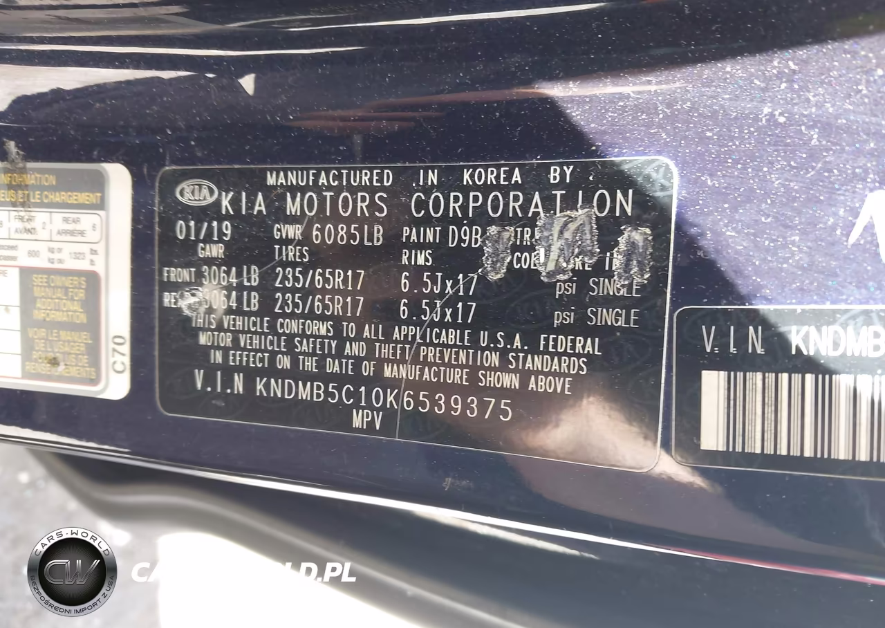 2019 Kia Sedona Lx VIN:KNDMB5C10K6539375 - 9
