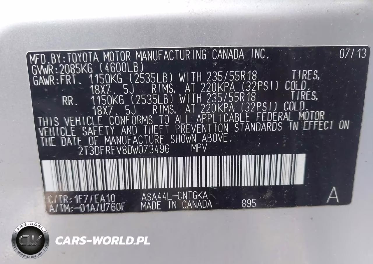 2013 Toyota Rav4 Limited VIN:2T3DFREV8DW073496 - 9