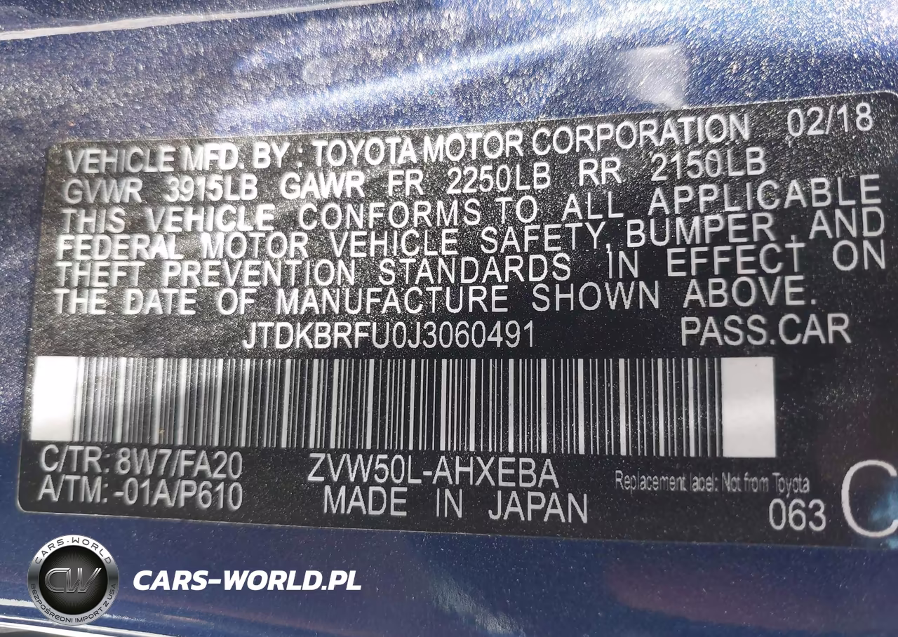 2018 Toyota Prius Two VIN:JTDKBRFU0J3060491 - 9