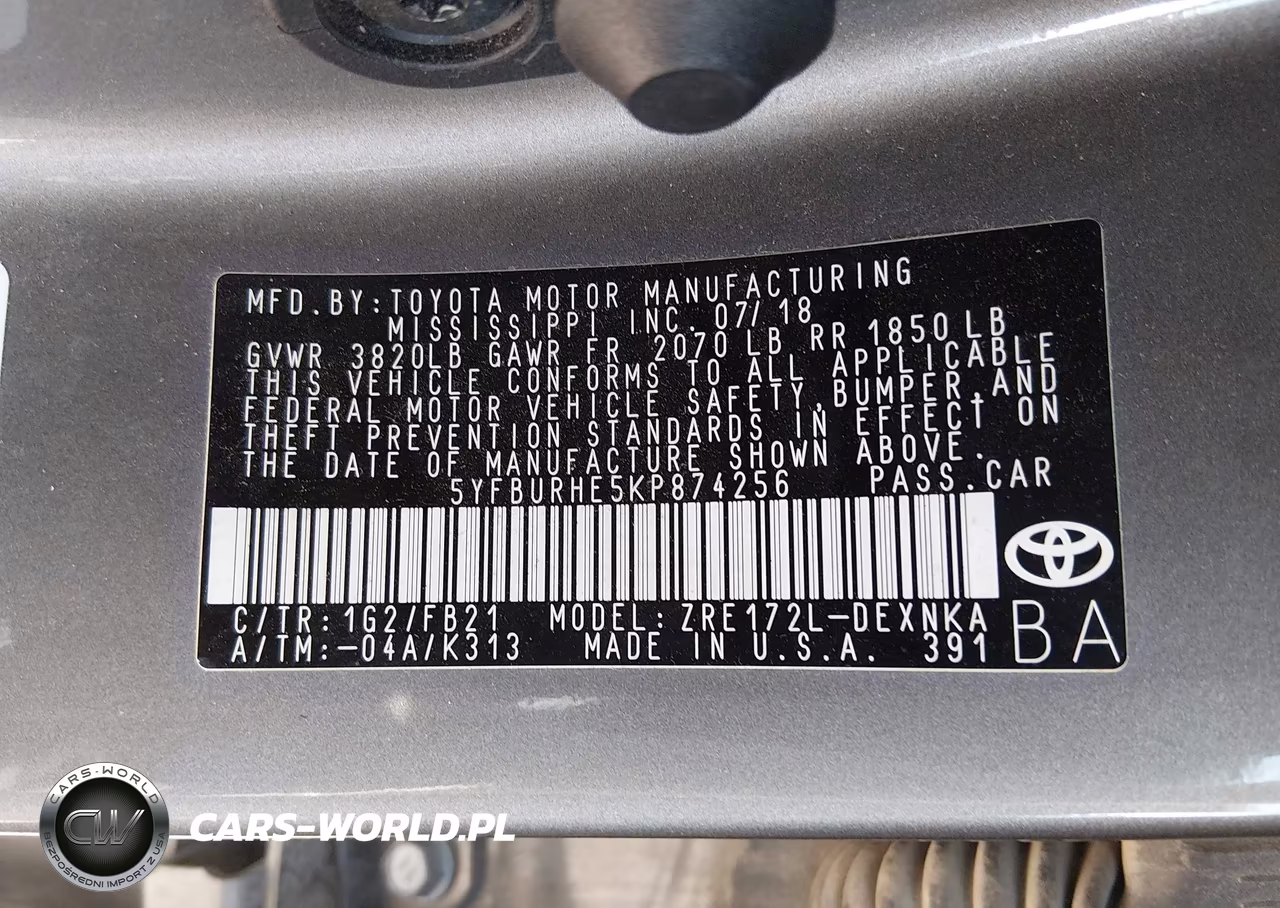 2019 Toyota Corolla Le VIN:5YFBURHE5KP874256 - 9