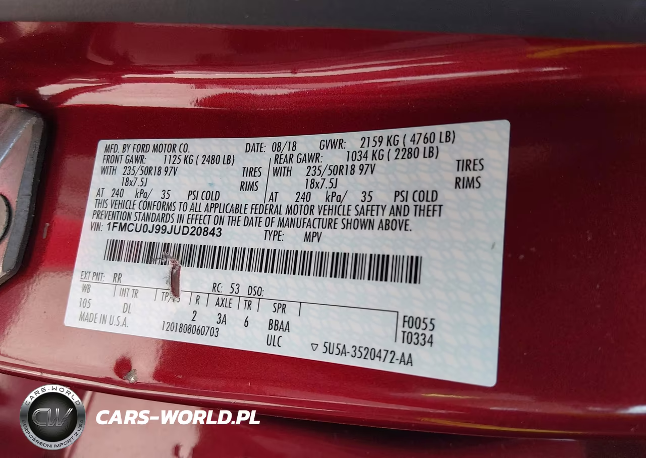 2018 Ford Escape Titanium VIN:1FMCU0J99JUD20843 - 9