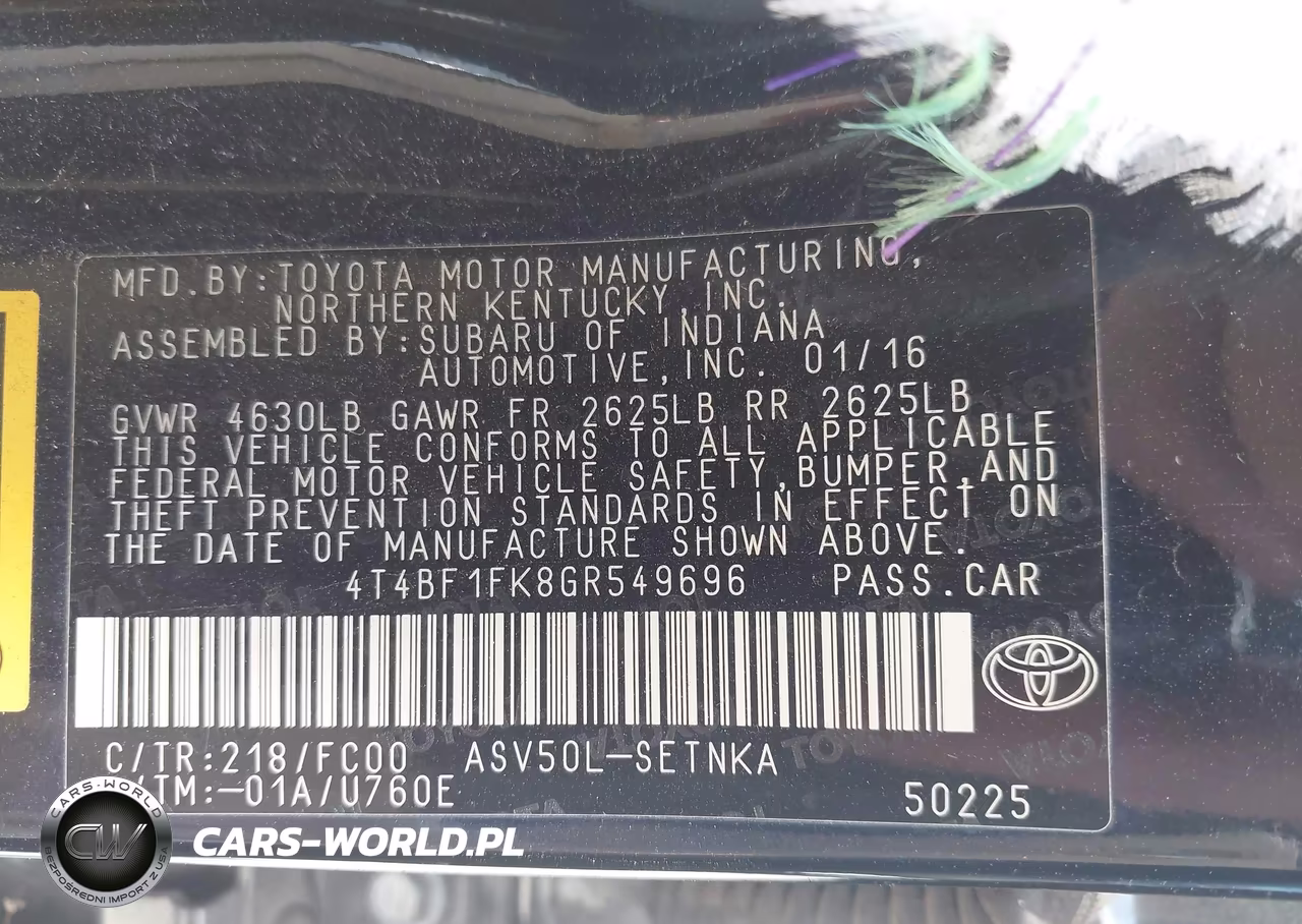 2016 Toyota Camry Le VIN:4T4BF1FK8GR549696 - 9