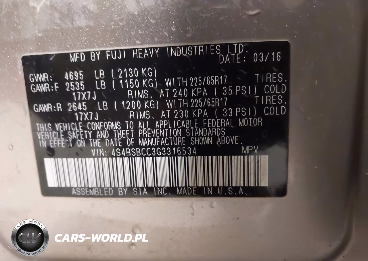 2016 Subaru Outback 2.5I Premium VIN:4S4BSBCC3G3316534 - 9