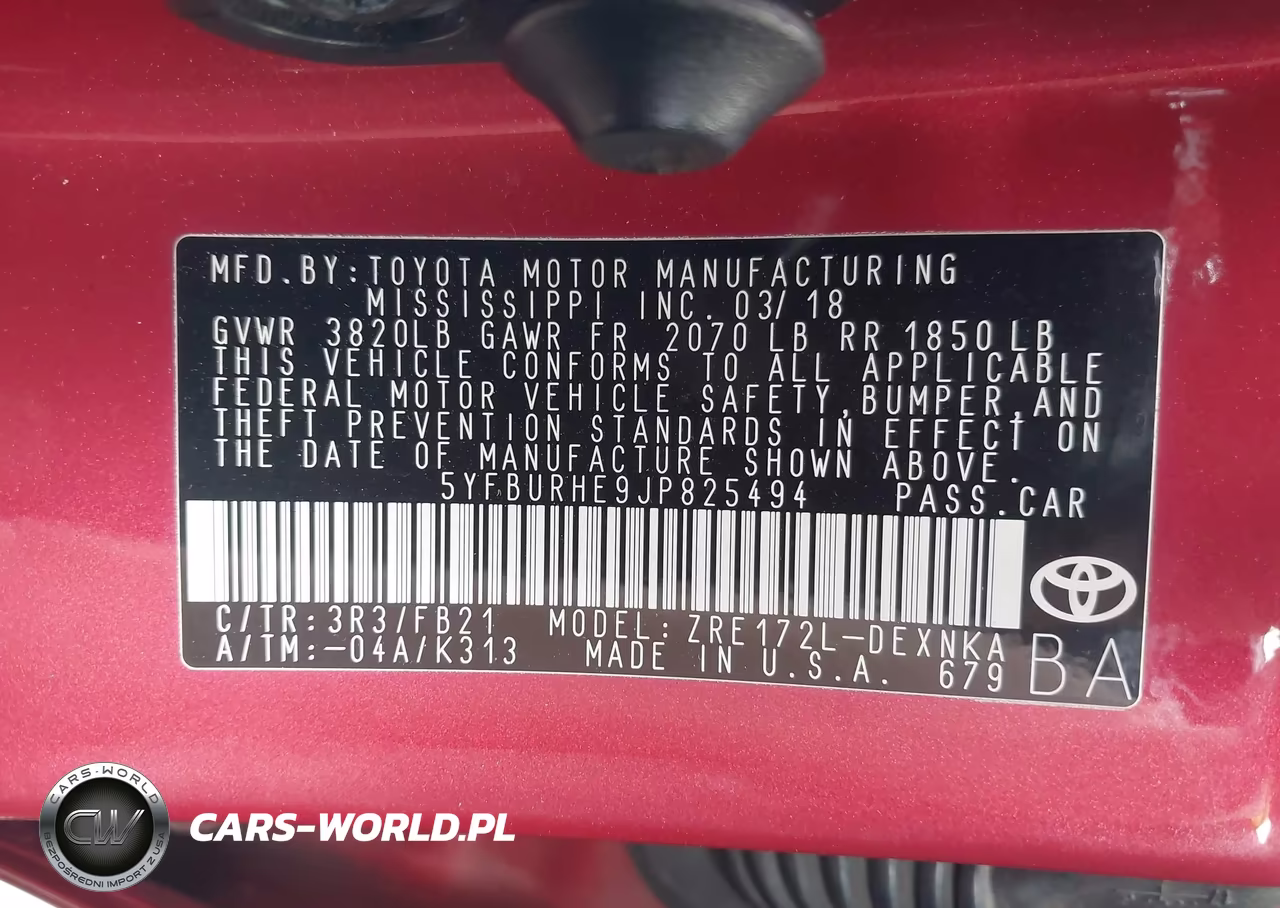 2018 Toyota Corolla Le VIN:5YFBURHE9JP825494 - 9