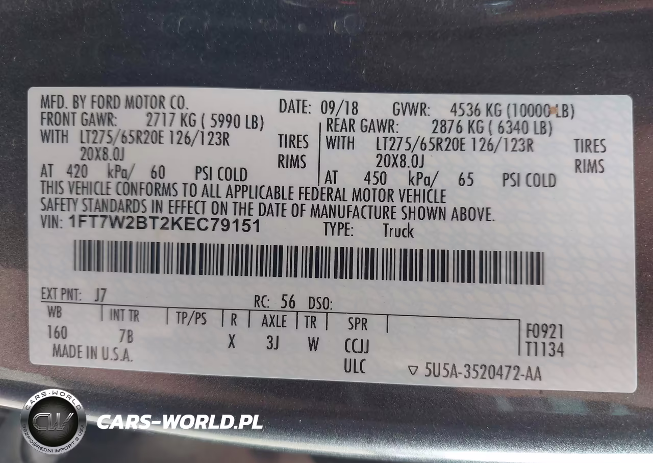 2019 Ford F-250 Platinum VIN:1FT7W2BT2KEC79151 - 9