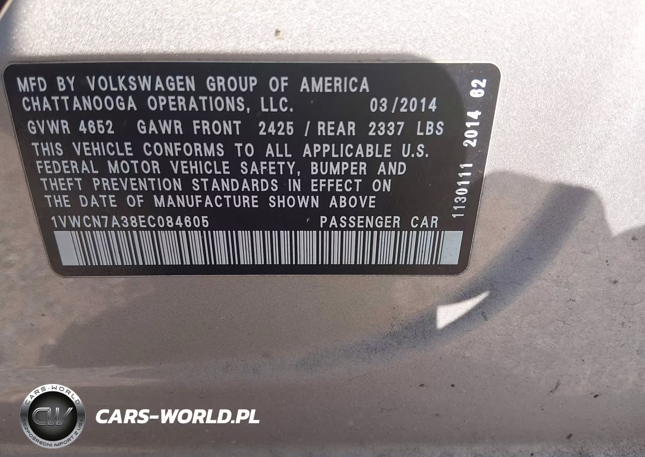 2014 Volkswagen Passat 2.0L Tdi Sel Premium VIN:1VWCN7A38EC084605 - 9