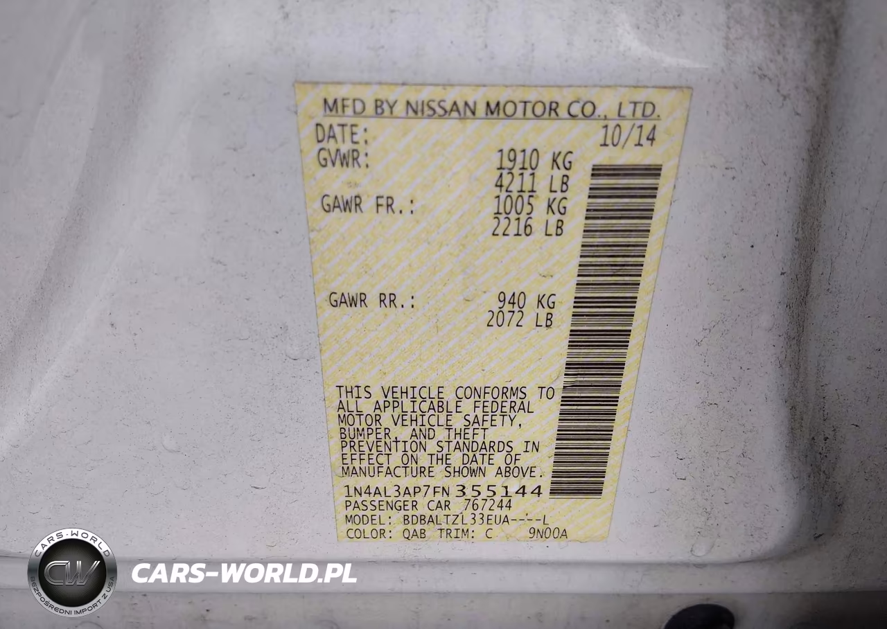 2015 Nissan Altima 2.5 Sl VIN:1N4AL3AP7FN355144 - 9