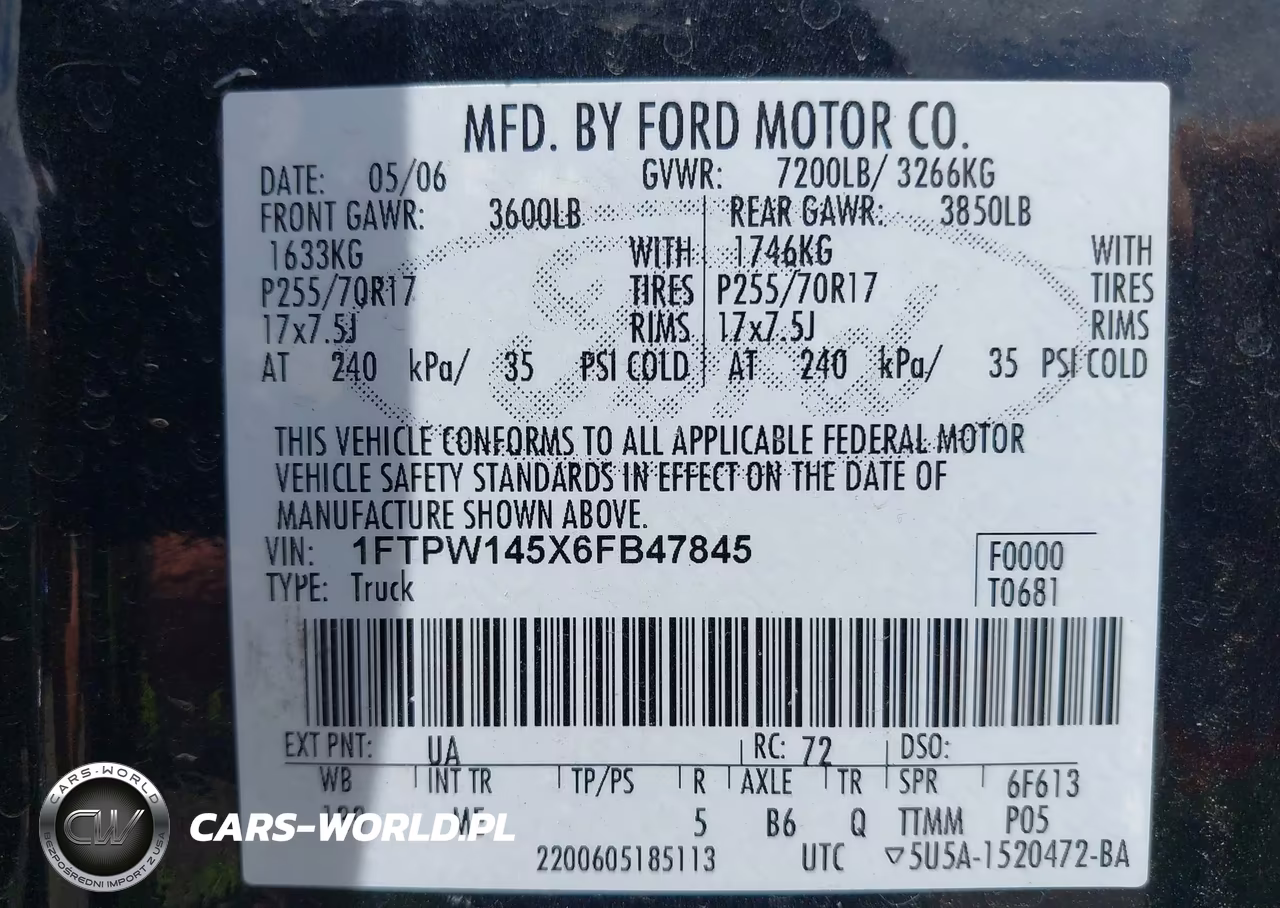 2006 Ford F-150 Fx4-Lariat-Xlt VIN:1FTPW145X6FB47845 - 9