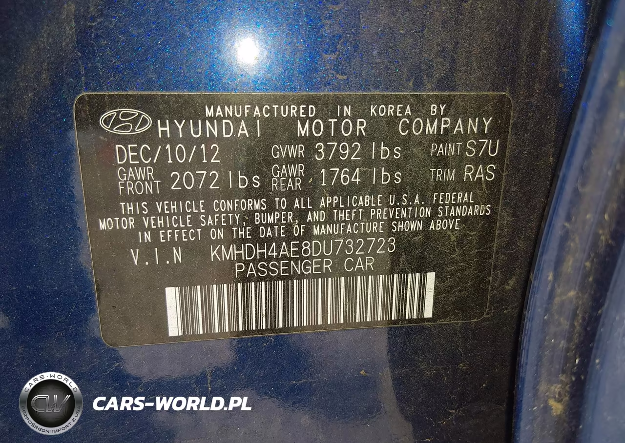2013 Hyundai Elantra Gls VIN:KMHDH4AE8DU732723 - 9