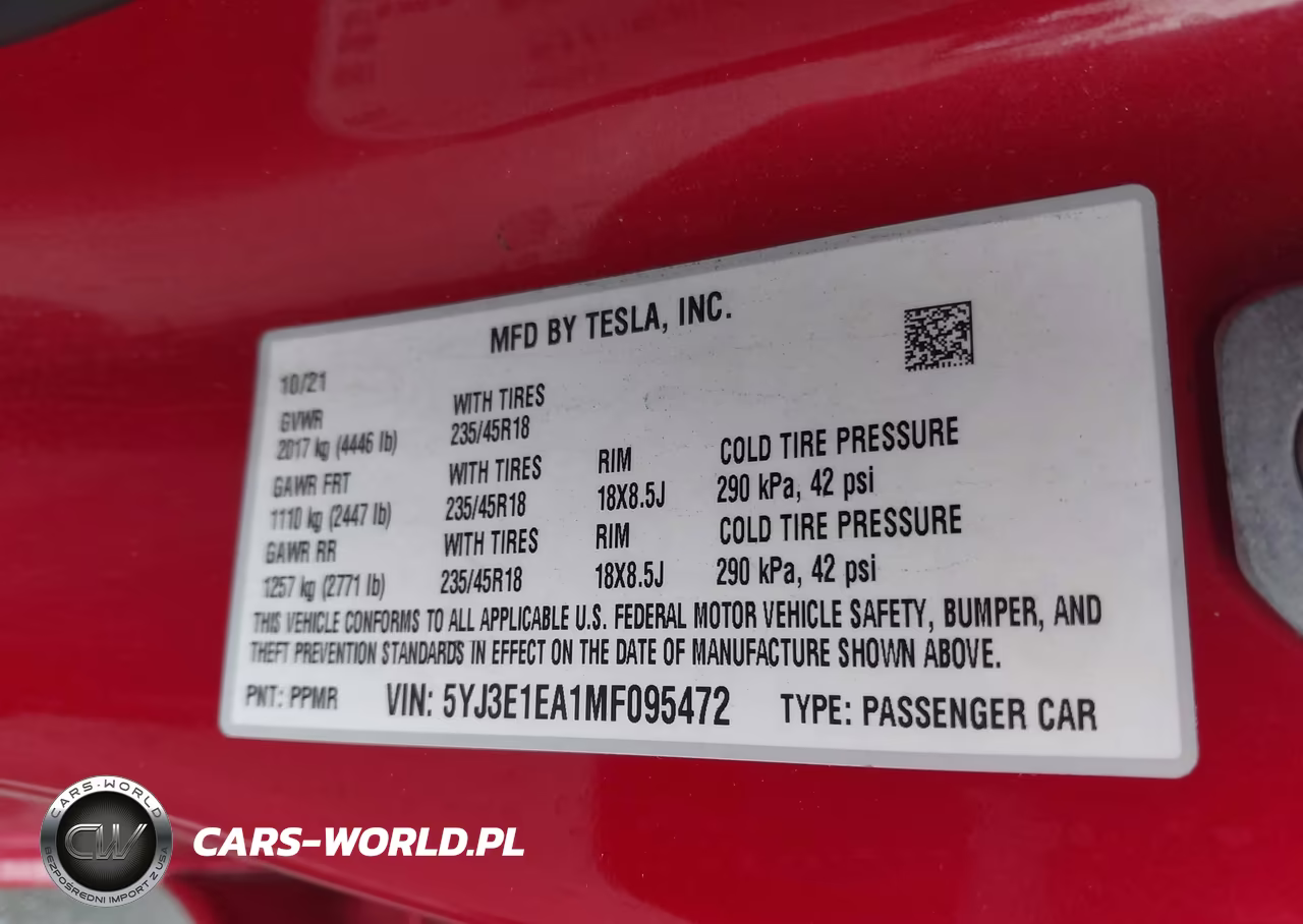 2021 Tesla Model 3 Standard Range Plus Rear-Wheel Drive VIN:5YJ3E1EA1MF095472 - 9