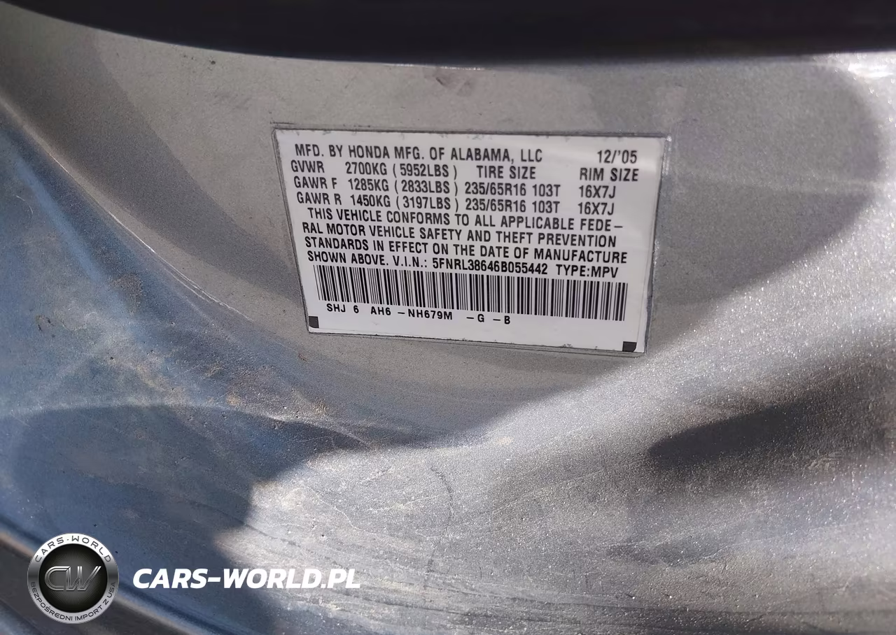 2006 Honda Odyssey Ex-L VIN:5FNRL38646B055442 - 9