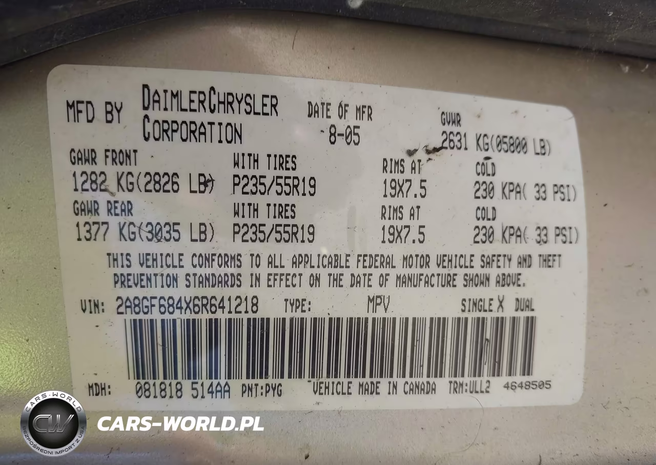 2006 Chrysler Pacifica Touring VIN:2A8GF684X6R641218 - 9