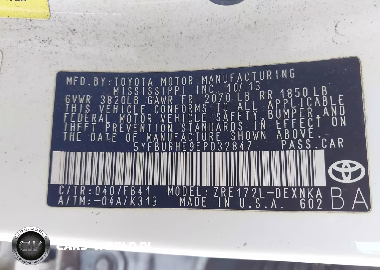 2014 Toyota Corolla Le VIN:5YFBURHE9EP032847 - 9