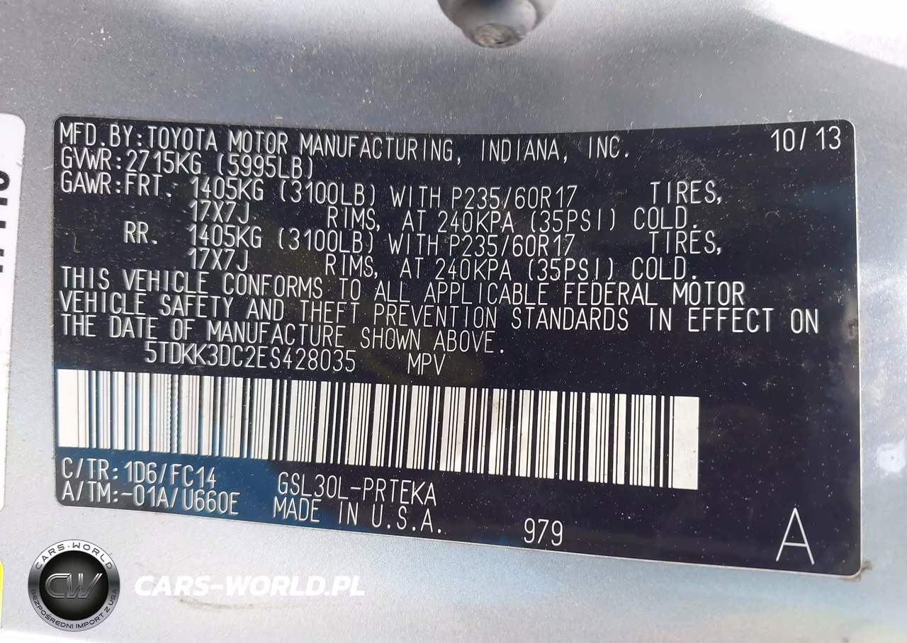 2014 Toyota Sienna Le VIN:5TDKK3DC2ES428035 - 9