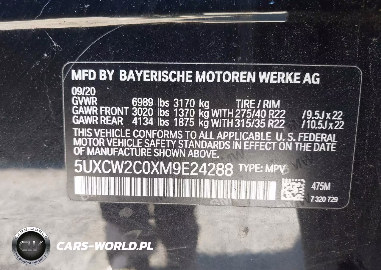 2021 BMW X7 xDrive40I VIN:5UXCW2C0XM9E24288 - 9