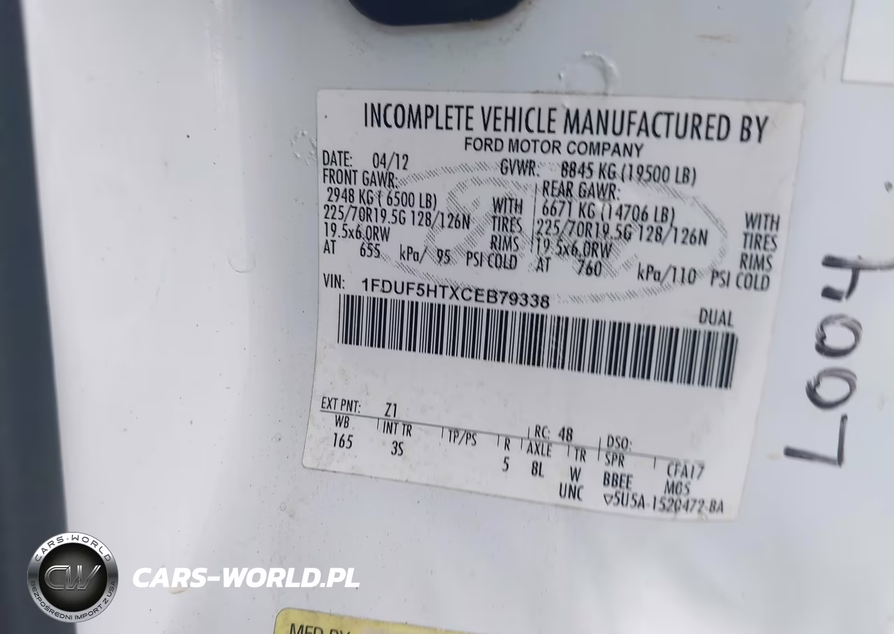 2012 Ford F-550 Chassis Xl-Xlt VIN:1FDUF5HTXCEB79338 - 9