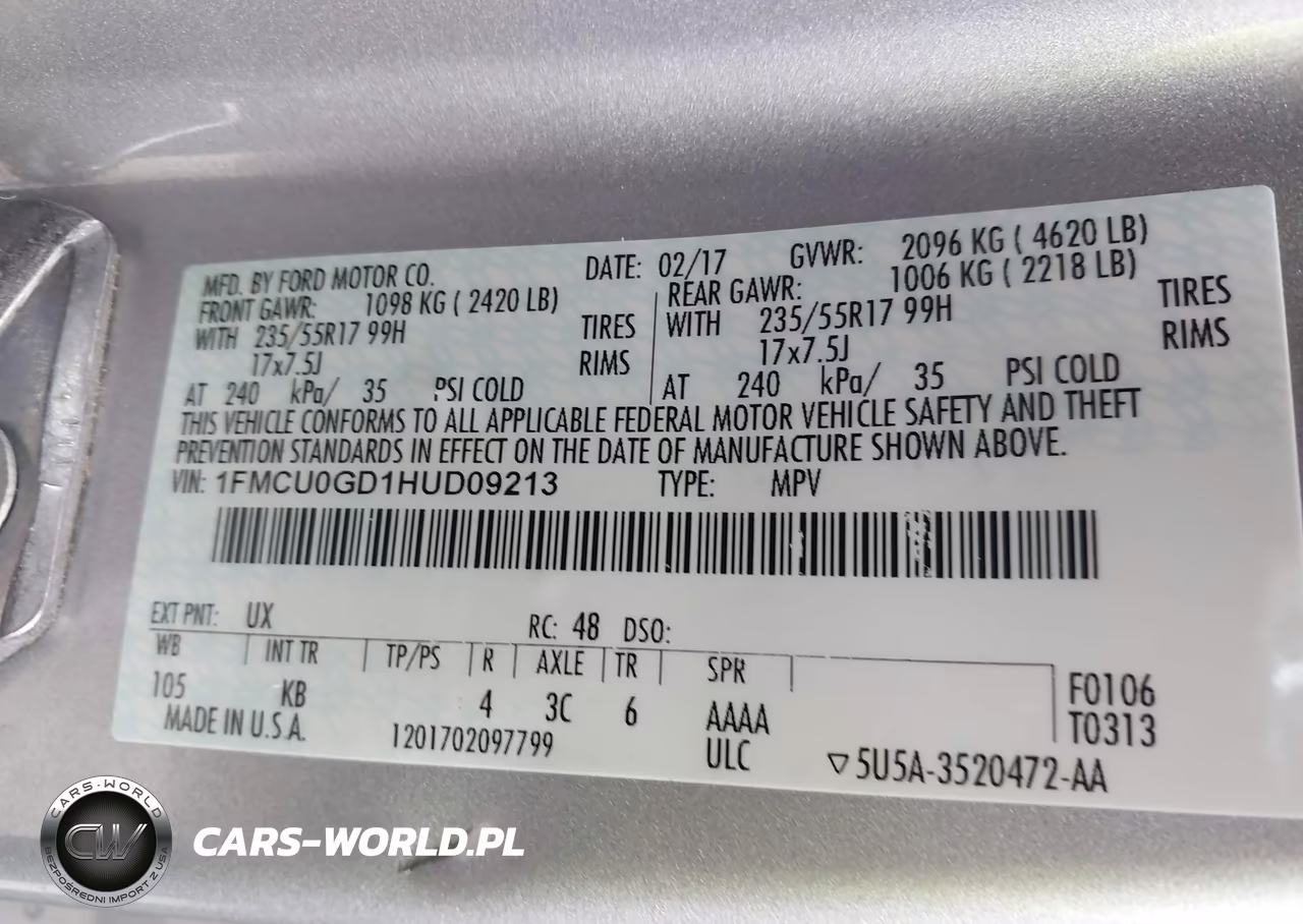 2017 Ford Escape Se VIN:1FMCU0GD1HUD09213 - 9