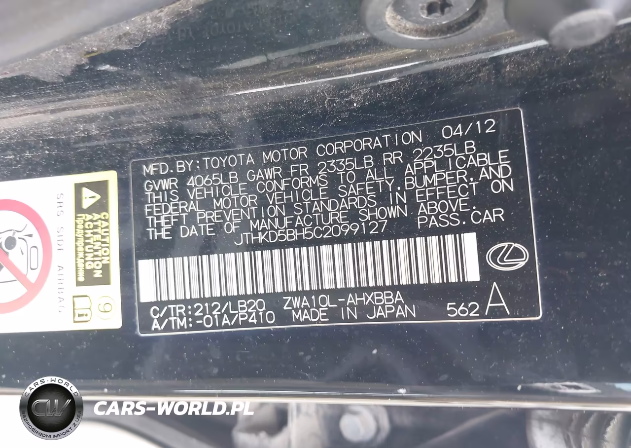 2012 Lexus Ct 200H Premium VIN:JTHKD5BH5C2099127 - 9