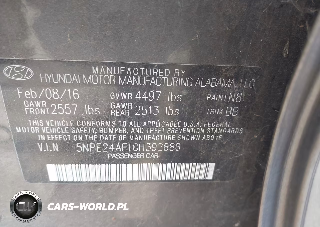 2016 Hyundai Sonata VIN:5NPE24AF1GH392686 - 9