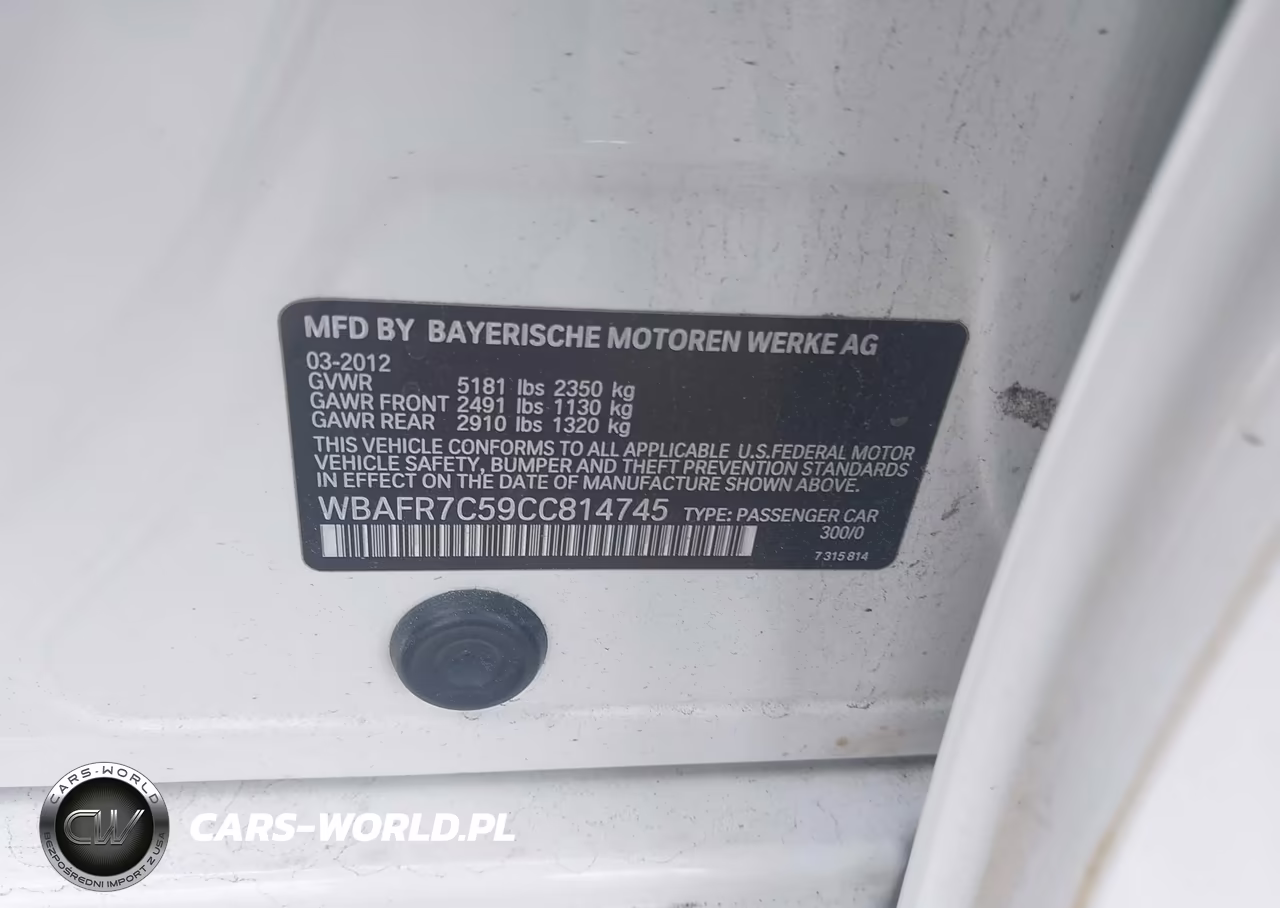 2012 BMW 535I VIN:WBAFR7C59CC814745 - 9