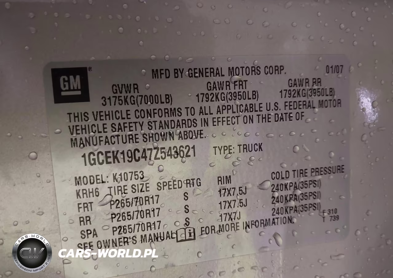 2007 Chevrolet Silverado 1500 Work Truck VIN:1GCEK19C47Z543621 - 9
