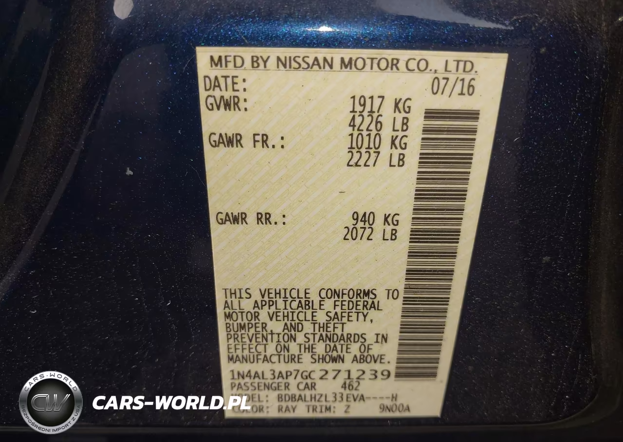 2016 Nissan Altima 2.5 Sr VIN:1N4AL3AP7GC271239 - 9