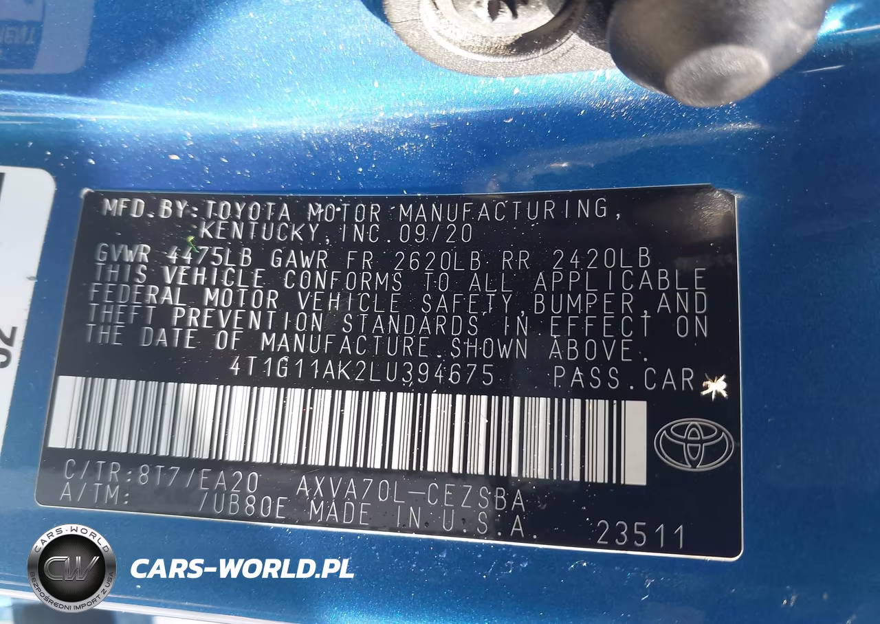 2020 Toyota Camry Se VIN:4T1G11AK2LU394675 - 9