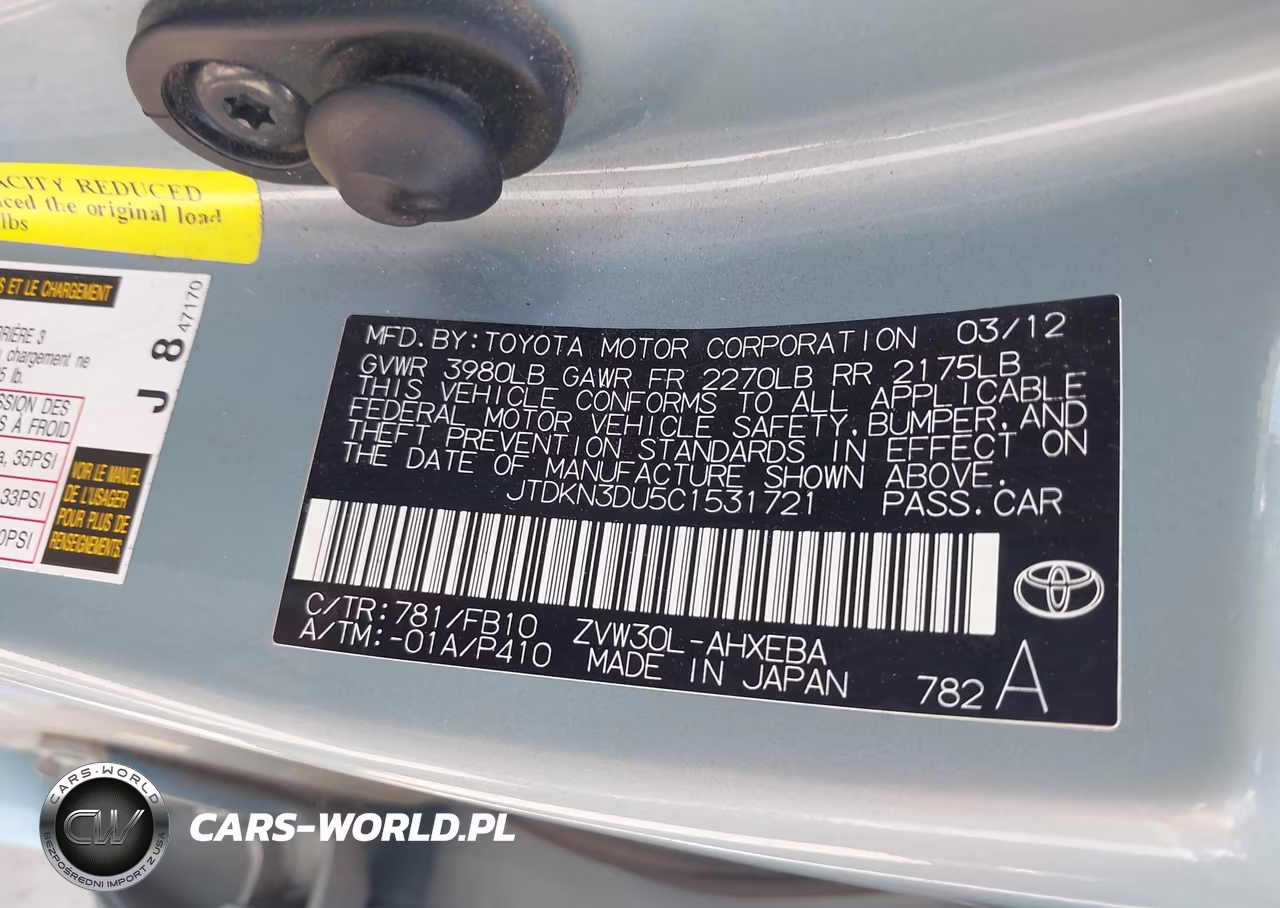 2012 Toyota Prius Three VIN:JTDKN3DU5C1531721 - 9