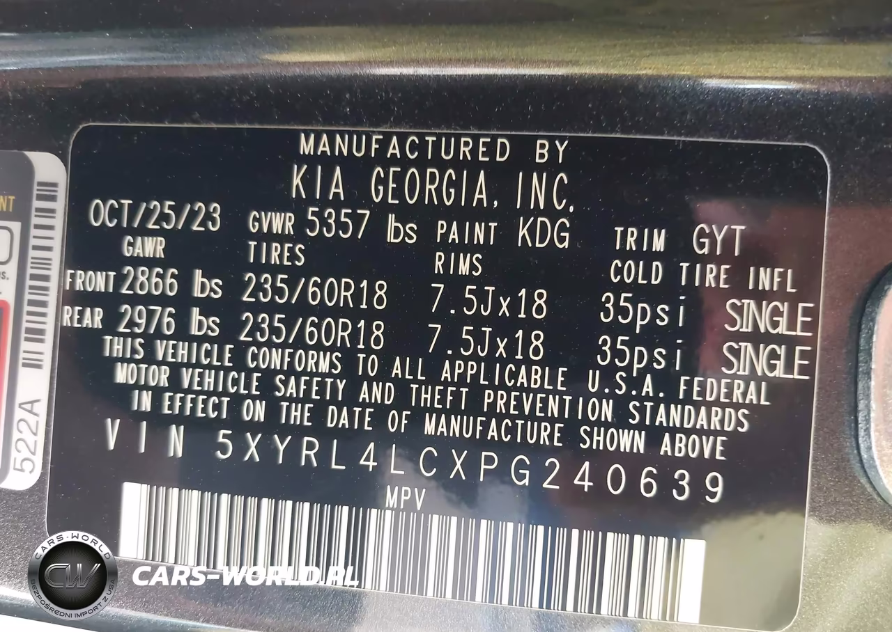 2023 Kia Sorento S VIN:5XYRL4LCXPG240639 - 9