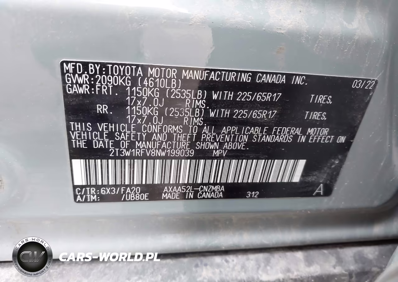 2022 Toyota Rav4 Xle VIN:2T3W1RFV8NW199039 - 9