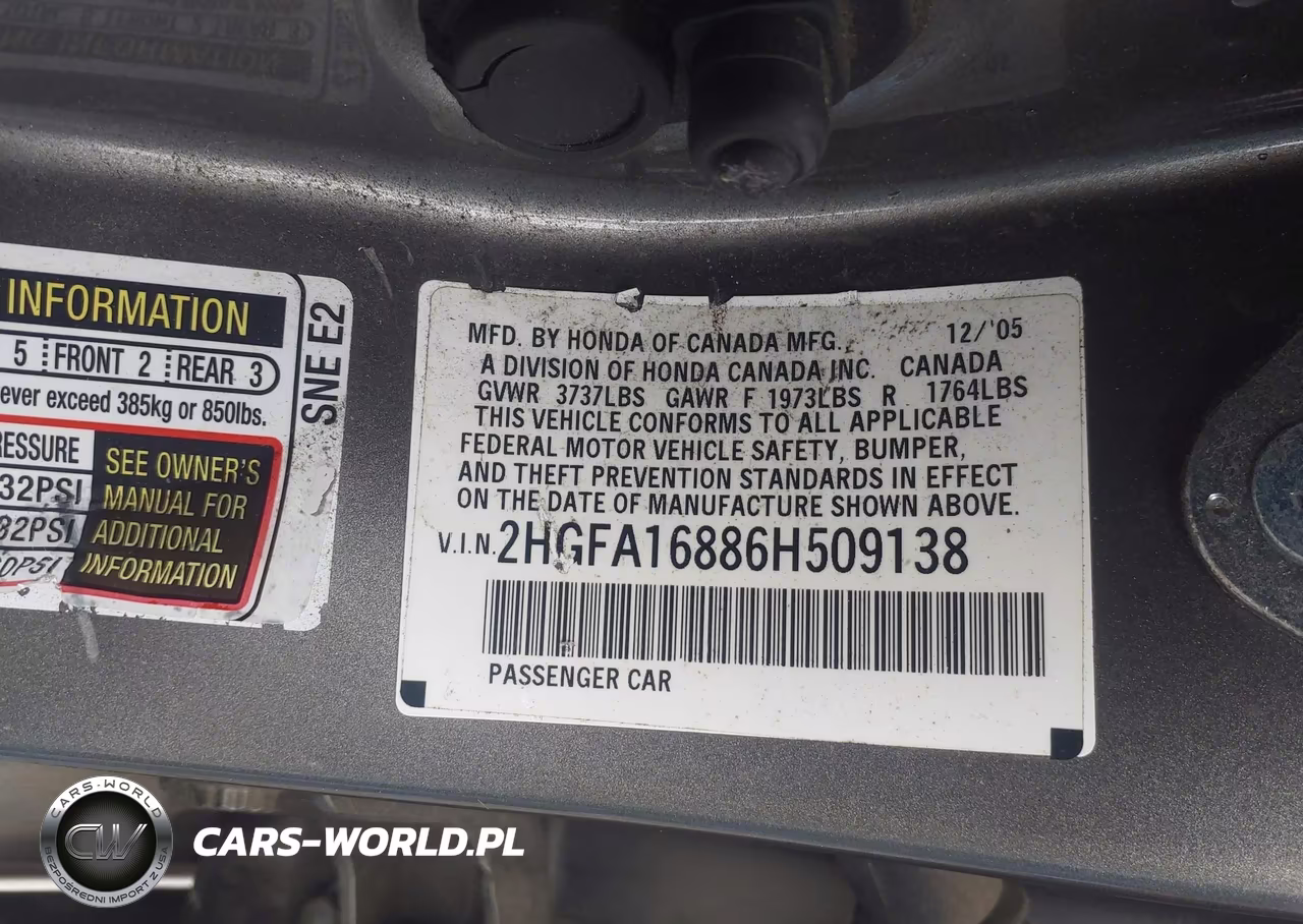 2006 Honda Civic Ex VIN:2HGFA16886H509138 - 9