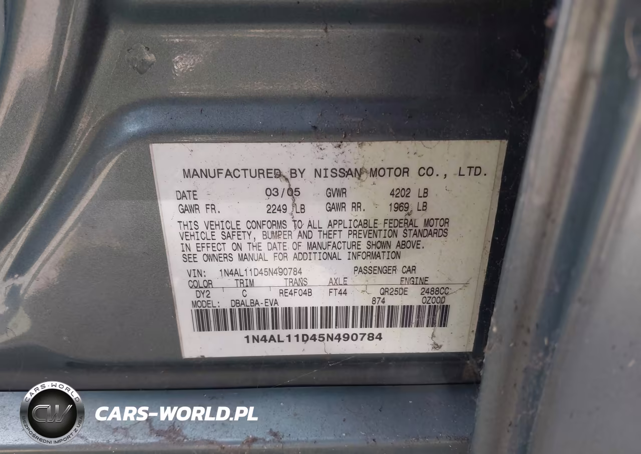 2005 Nissan Altima 2.5 S VIN:1N4AL11D45N490784 - 9