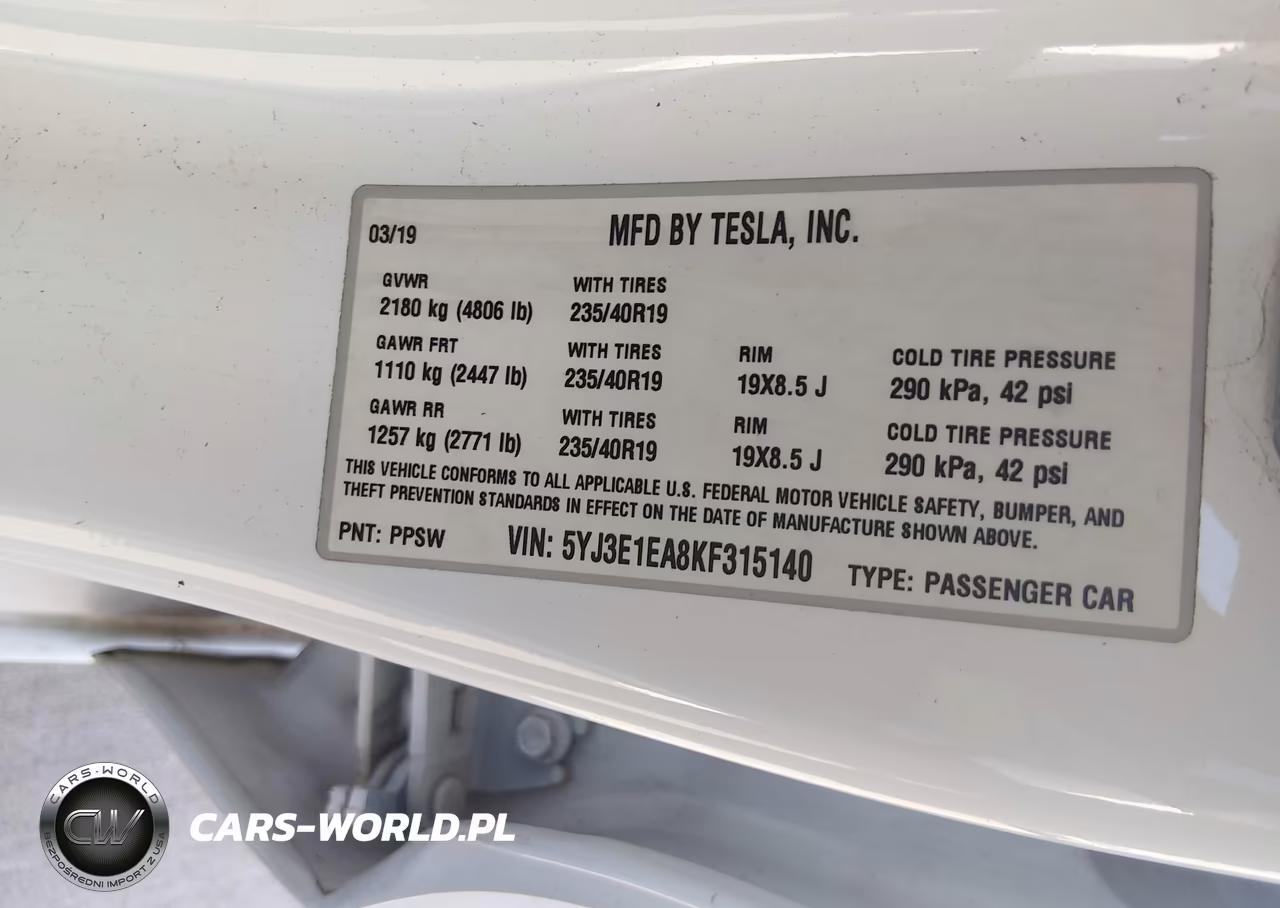2019 Tesla Model 3 Long Range-Mid Range-Standard Range-Standard Range Plus VIN:5YJ3E1EA8KF315140 - 9