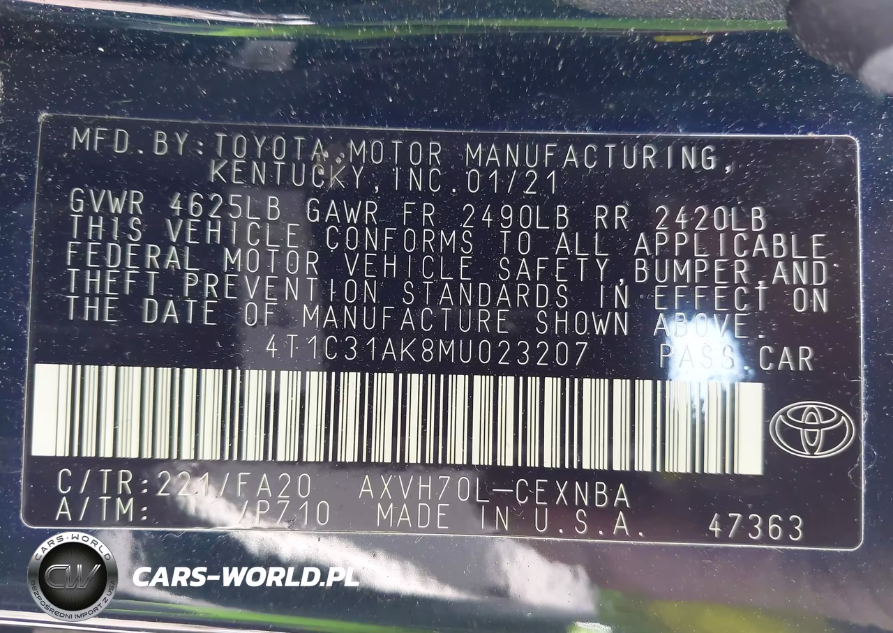 2021 Toyota Camry Le Hybrid VIN:4T1C31AK8MU023207 - 9