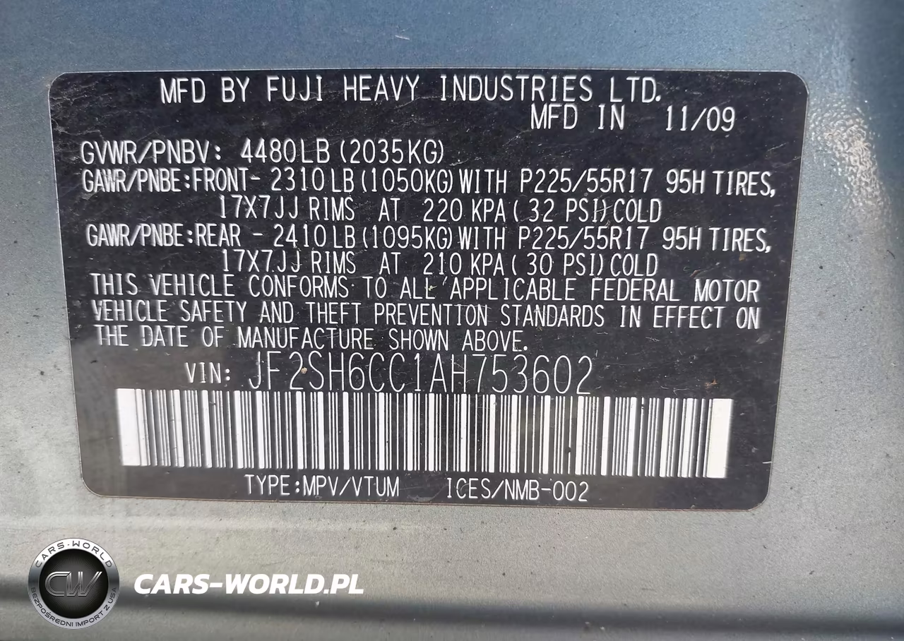 2010 Subaru Forester 2.5X Premium VIN:JF2SH6CC1AH753602 - 9