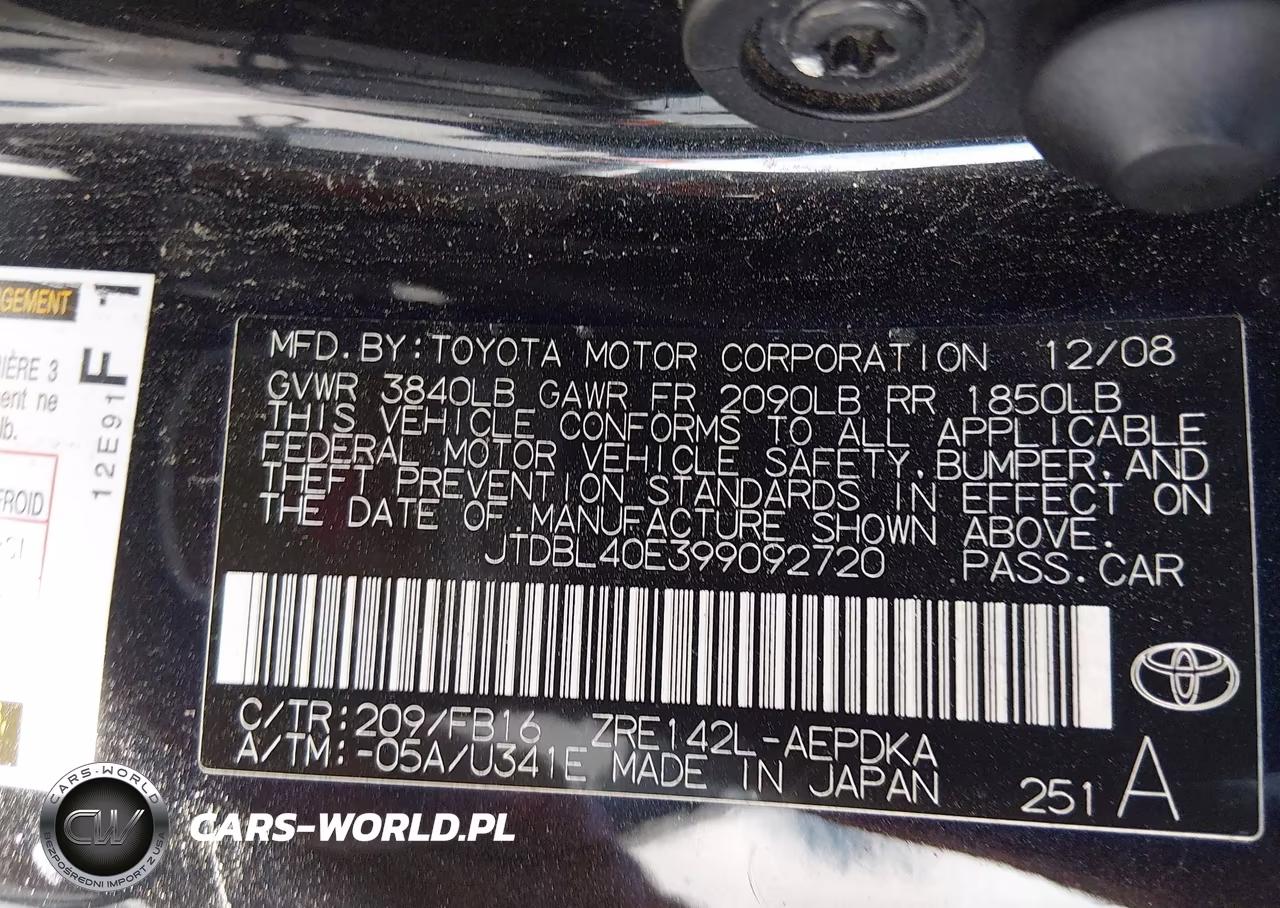 2009 Toyota Corolla Le VIN:JTDBL40E399092720 - 9