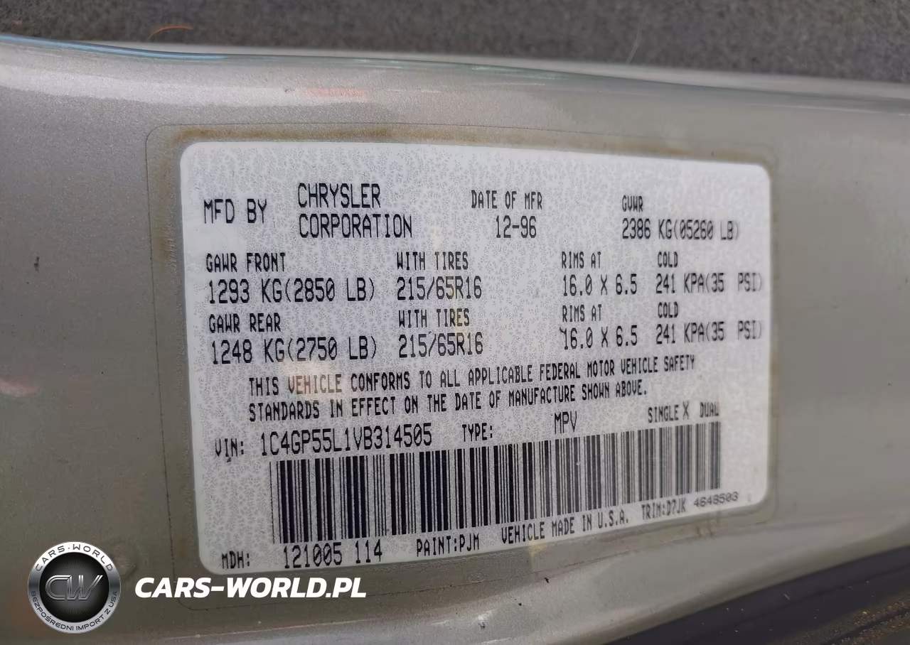 1997 Chrysler Town & Country Sx VIN:1C4GP55L1VB314505 - 9
