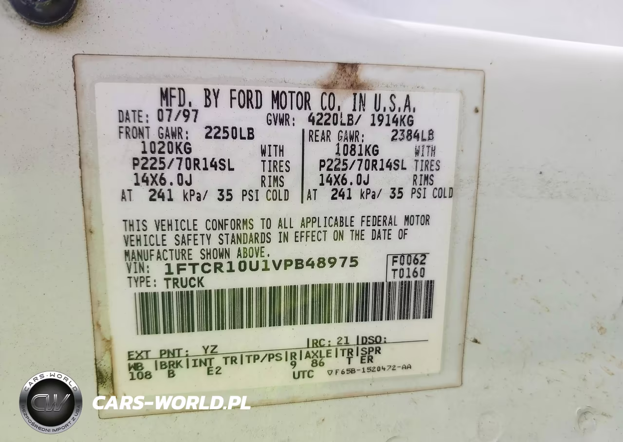 1997 Ford Ranger Splash-Xl-Xlt VIN:1FTCR10U1VPB48975 - 9