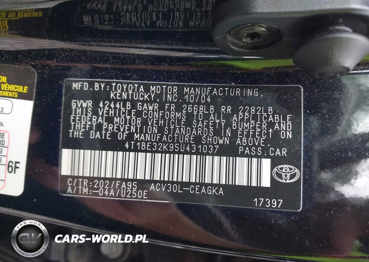 2005 Toyota Camry Xle VIN:4T1BE32K95U431037 - 9