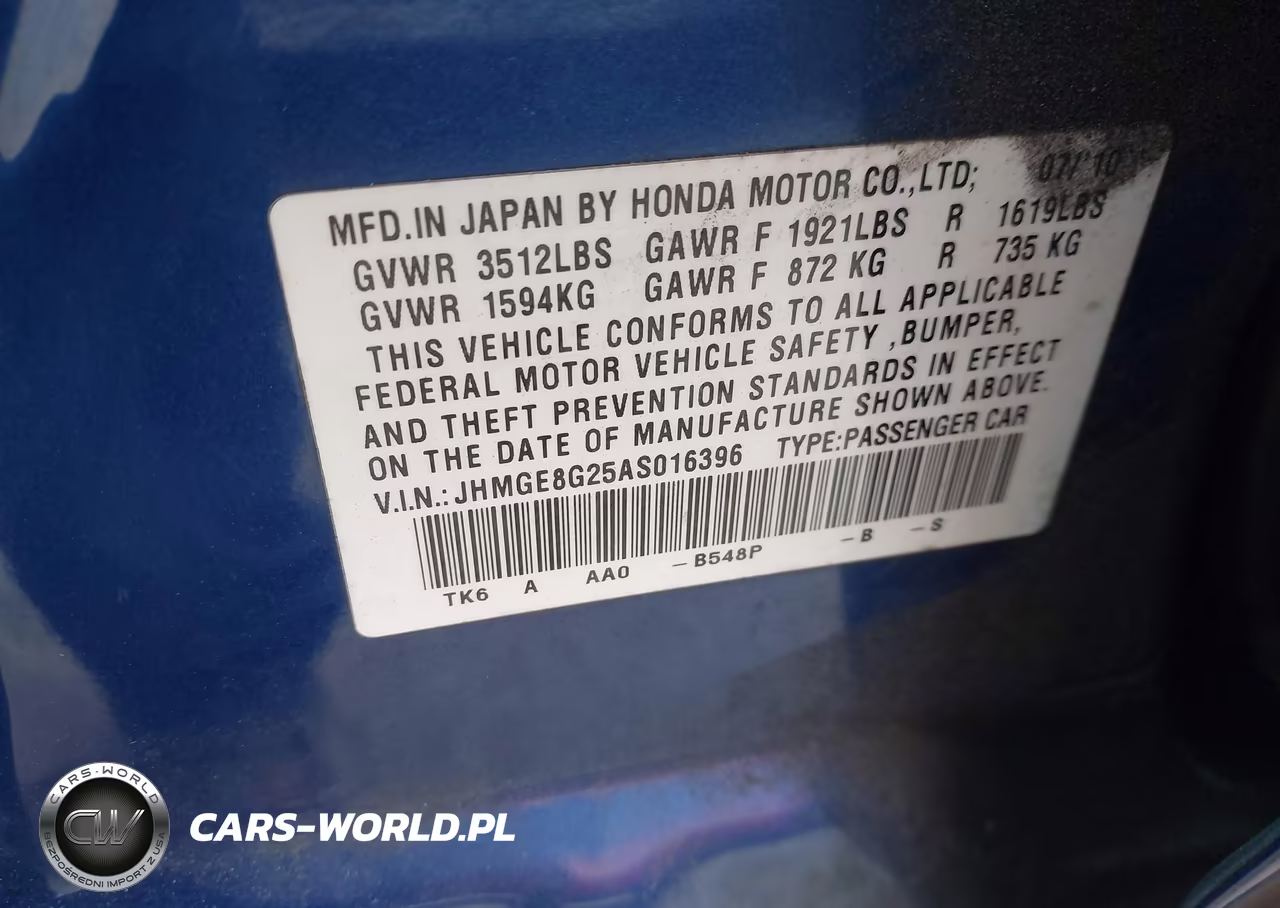 2010 Honda Fit VIN:JHMGE8G25AS016396 - 9
