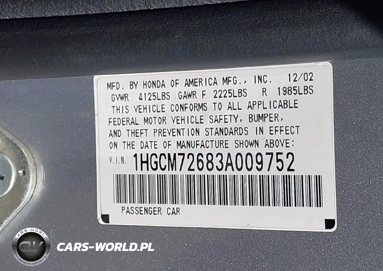 2003 Honda Accord Ex VIN:1HGCM72683A009752 - 9