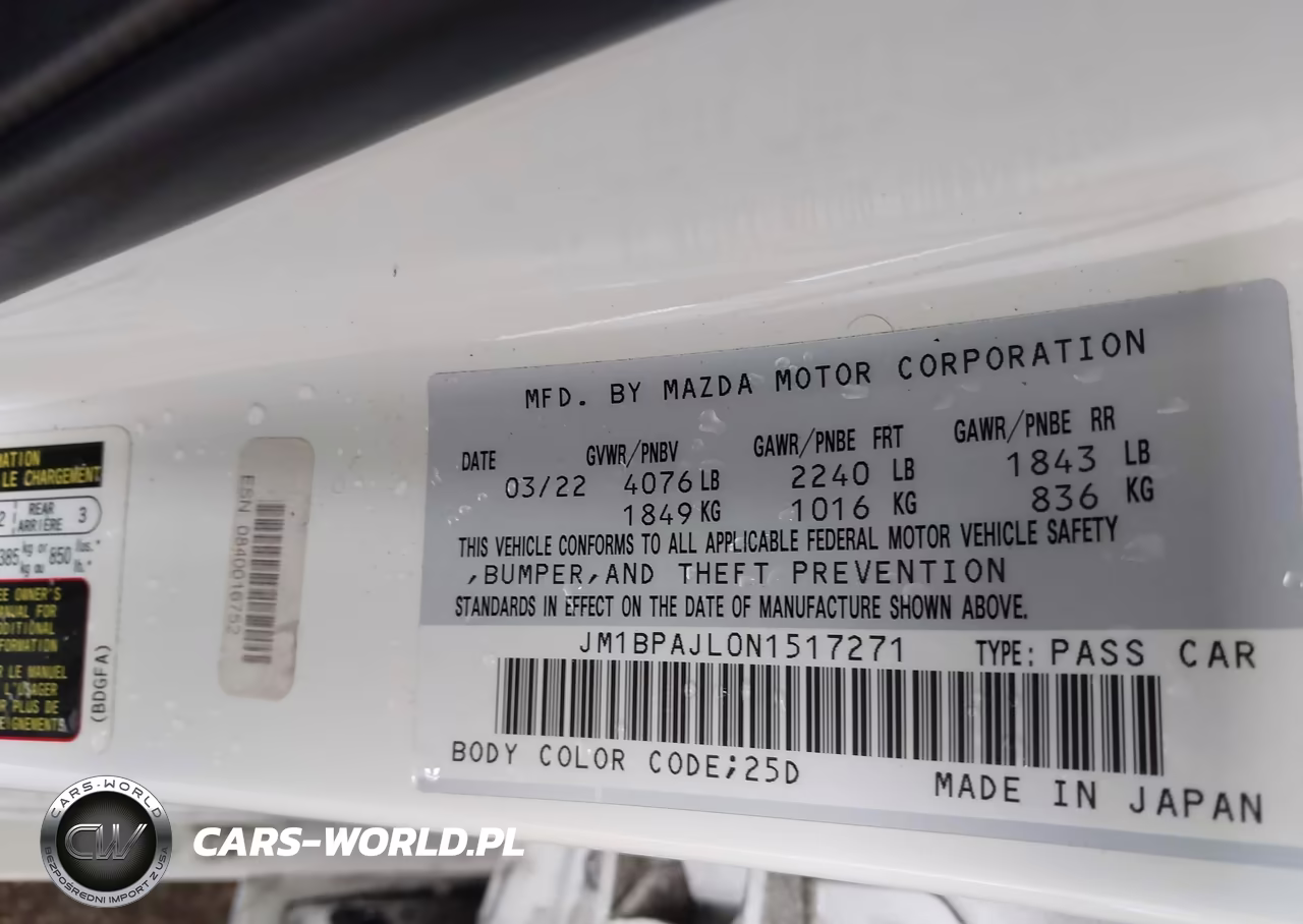 2022 Mazda Mazda3 2.5 S VIN:JM1BPAJL0N1517271 - 9
