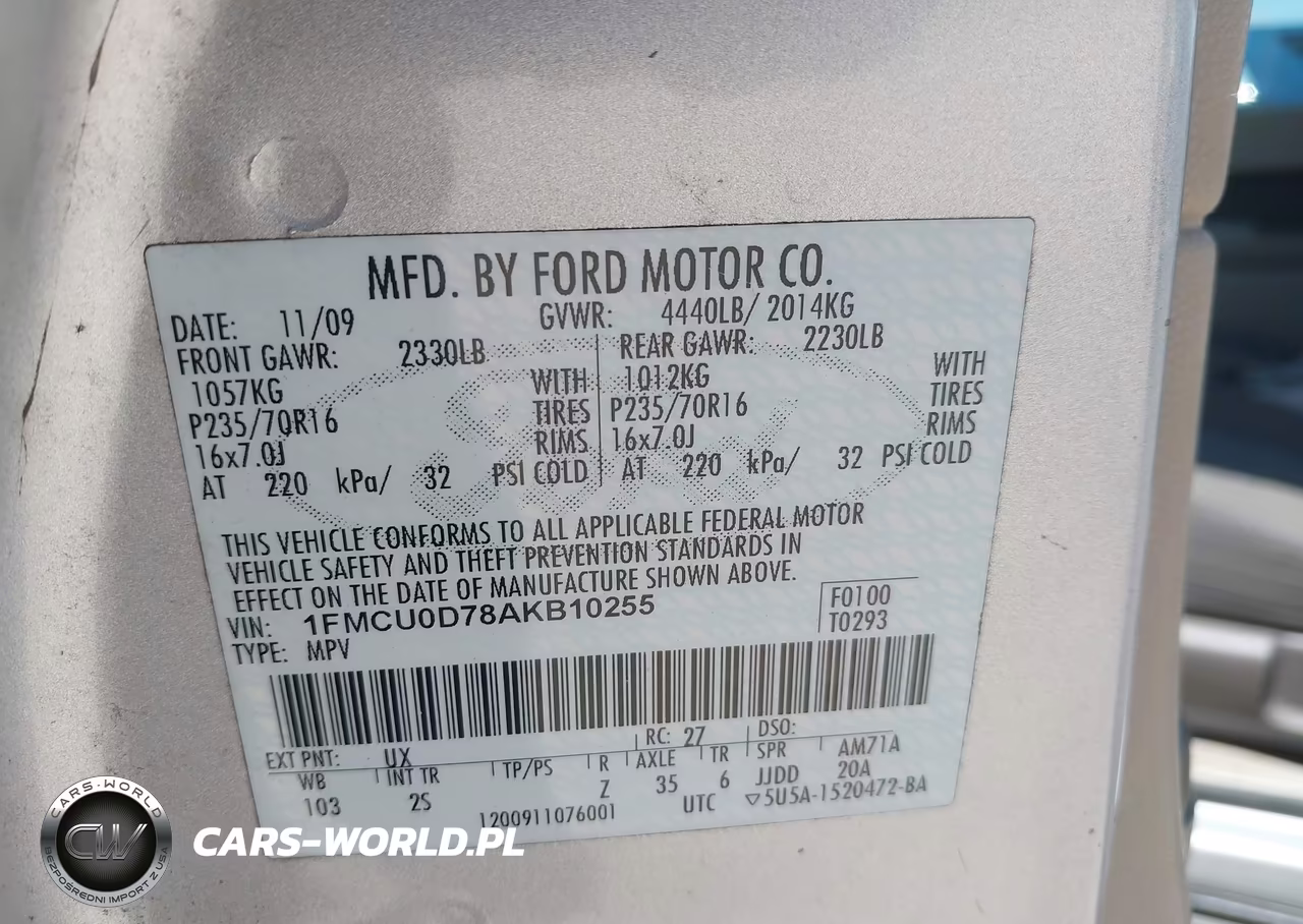 2010 Ford Escape Xlt VIN:1FMCU0D78AKB10255 - 9