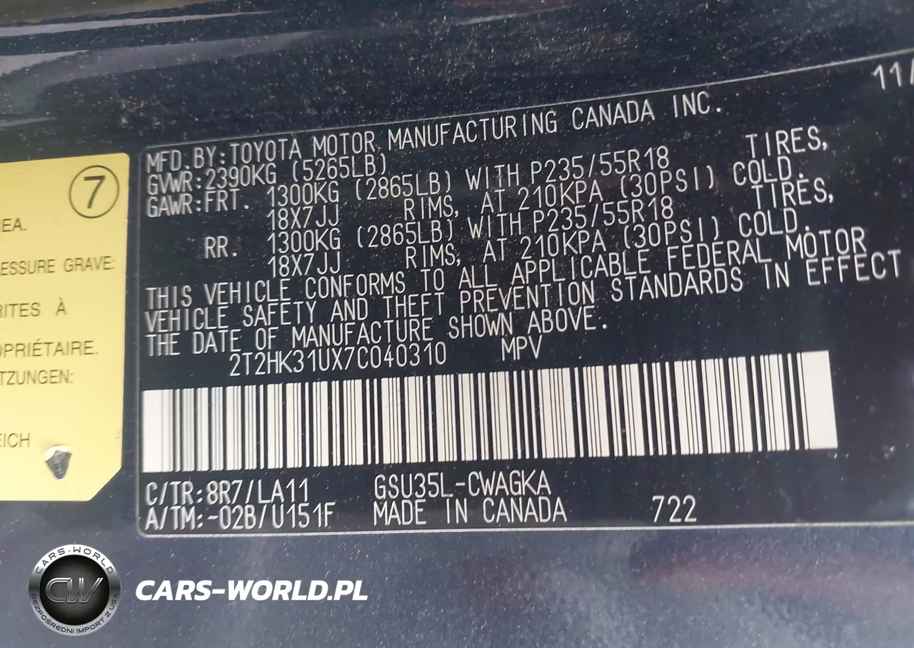2007 Lexus Rx 350 VIN:2T2HK31UX7C040310 - 9