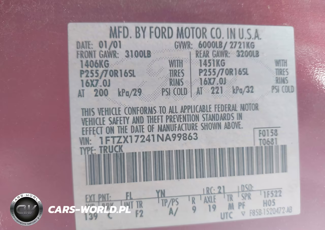 2001 Ford F-150 Xl-Xlt VIN:1FTZX17241NA99863 - 9