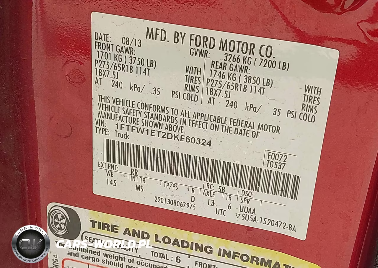 2013 Ford F-150 Xlt VIN:1FTFW1ET2DKF60324 - 9